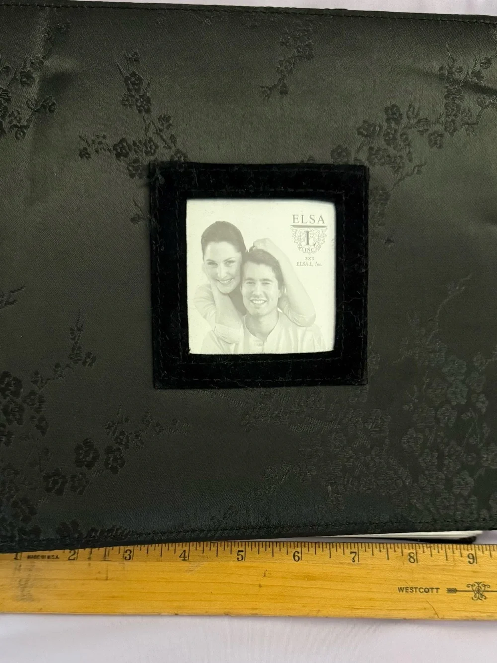 ELSA Black Floral-Embossed Photo Album with Velvet Window